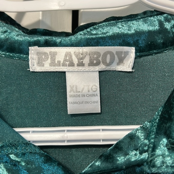Ladies Playboy Green Crushed Velour Shacket velvet soft feel. - Picture 3 of 7